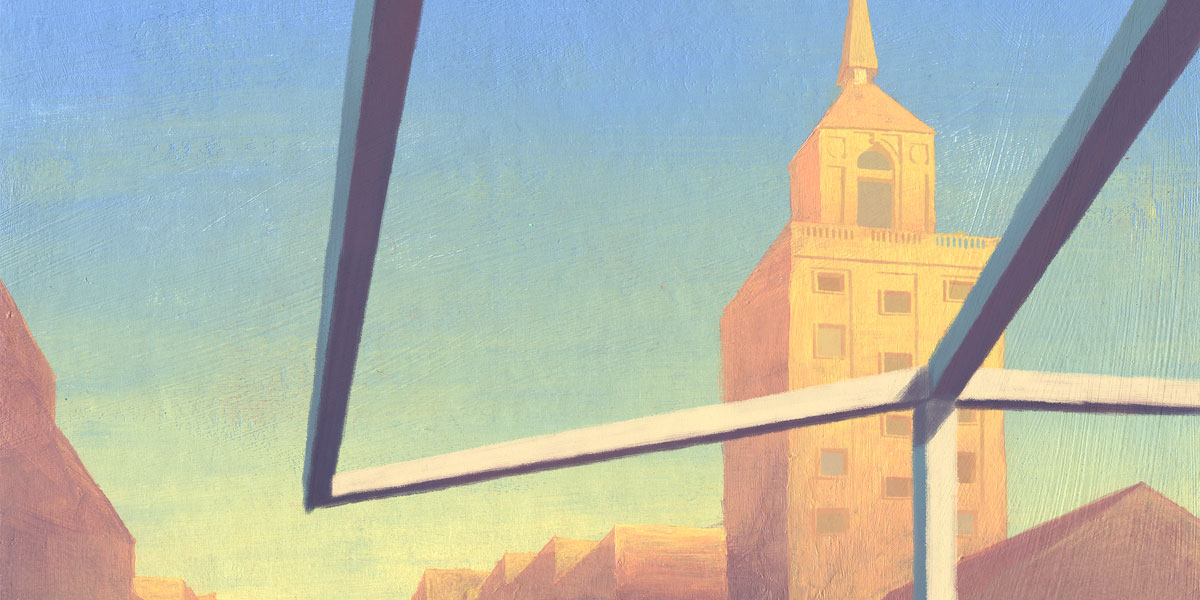 En la portada de abril, Kike de la Rubia recrea un amanecer de un domingo con el montaje de los puestos de este mercado único en la empinada calle de la Ribera de Curtidores