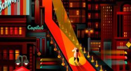 La Gran Vía madrileña engalanada, reflejo de una ciudad que espera encender de nuevo los focos, obra de la ilustradora María Corte