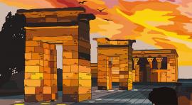 La portada de enero de 2021 de eme21magazine, ilustrada por Laura Floris, arranca mirando al horizonte de un atardecer de Madrid en el Templo de Debod y con la esperanza de al menos dejar atrás un año que nos ha convulsionado. 