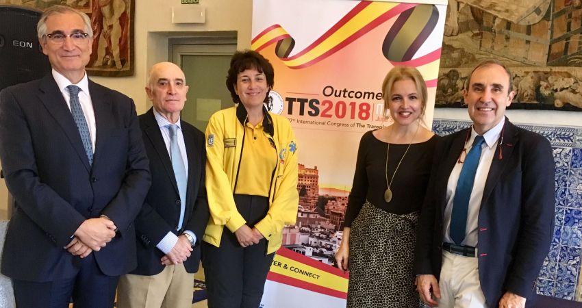 Presentación de la edición número 27 del congreso TTS (Transplantation Society) con la participación de Valentín Cuerva-Mons, presidente de la Sociedad Española de Trasplantes, José María Morales, Vice-chair y presidente del comité local del Congreso TTS,  Isabel Casado, subdirectora de SAMUR y Protección Civil, Beatriz Domínguez-Gil, directora de la Organización Nacional de Trasplantes (ONT) y miembro del Council de la TTS, y Amado Andrés, presidente de la Sociedad Madrileña de Trasplantes. 